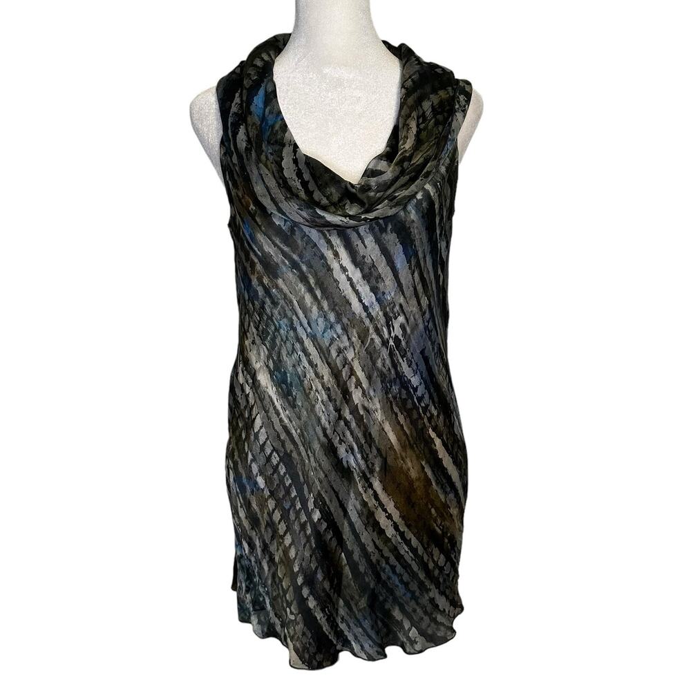 W by Worth gray watercolor silk cowlneck top size 6